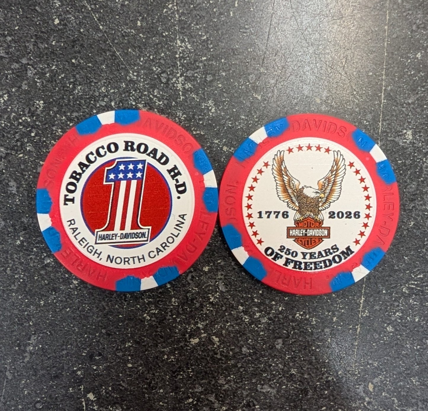 250th Anniversary of America - Tobacco Road H-D Poker Chips