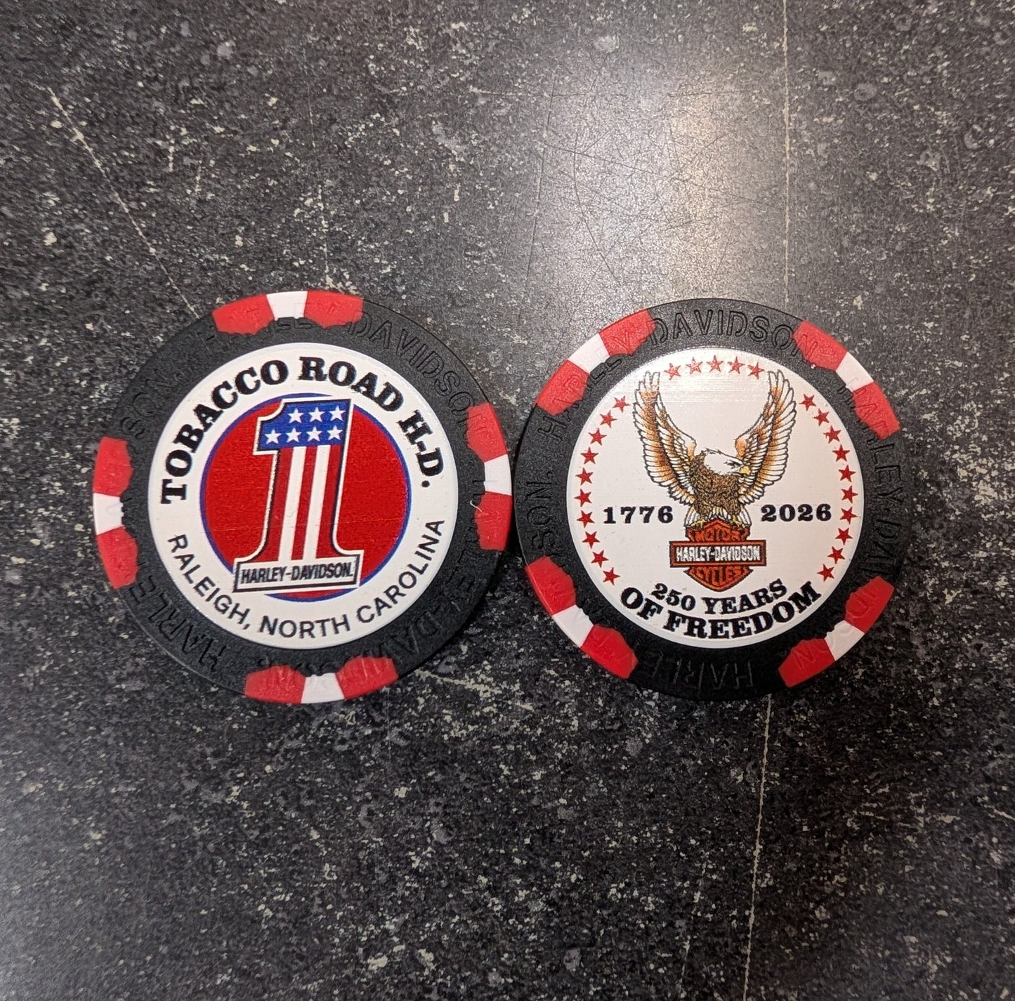 250th Anniversary of America - Tobacco Road H-D Poker Chips
